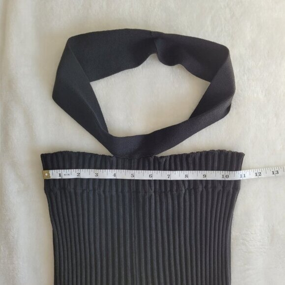 Andrea Adamo Statement Stretchy Ribbed Knit Flared Pants With Waist Cutout - Picture 8 of 8